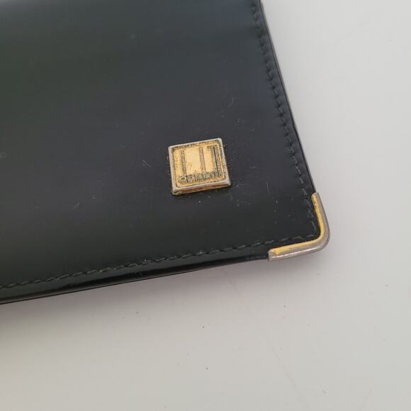 Dunhill Designer Checkbook Card Slim Bill Holder Wallet Black Bifold Leather - Picture 9 of 12